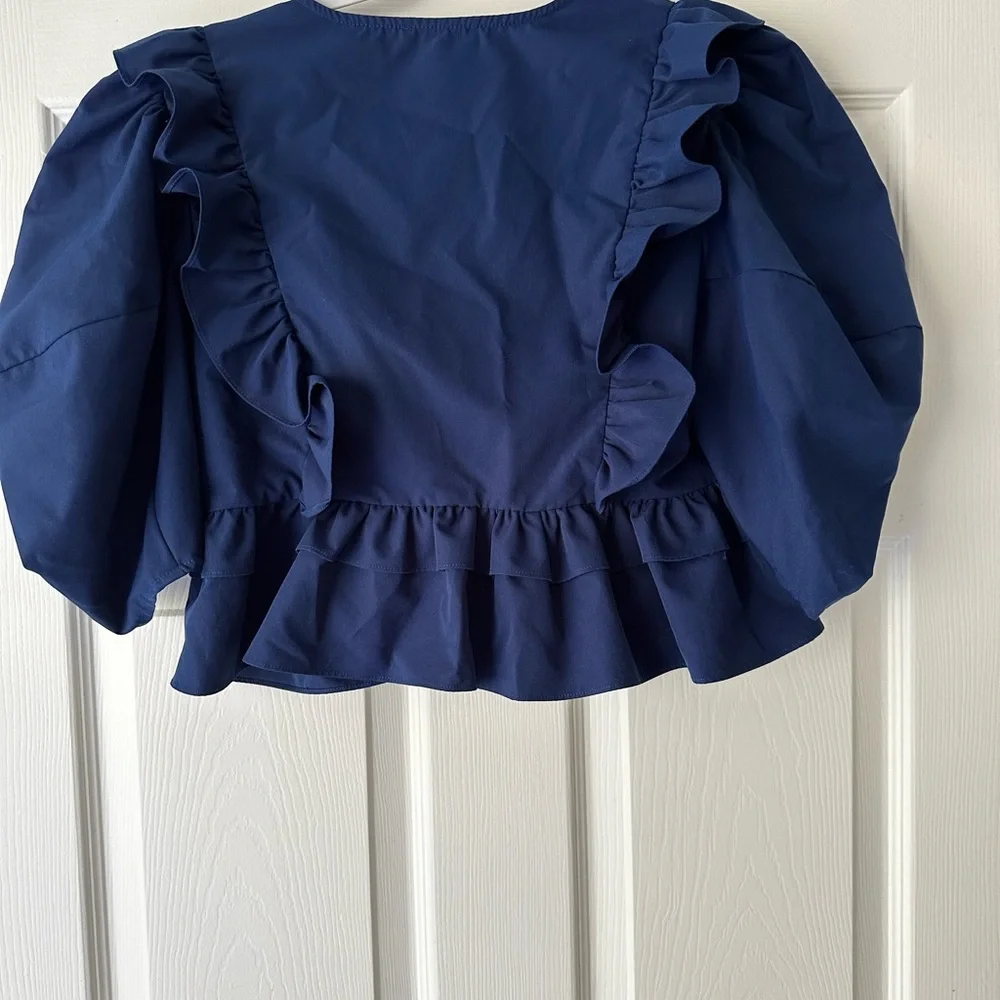 Women’s Aqua top size small navy blue - Picture 6 of 6